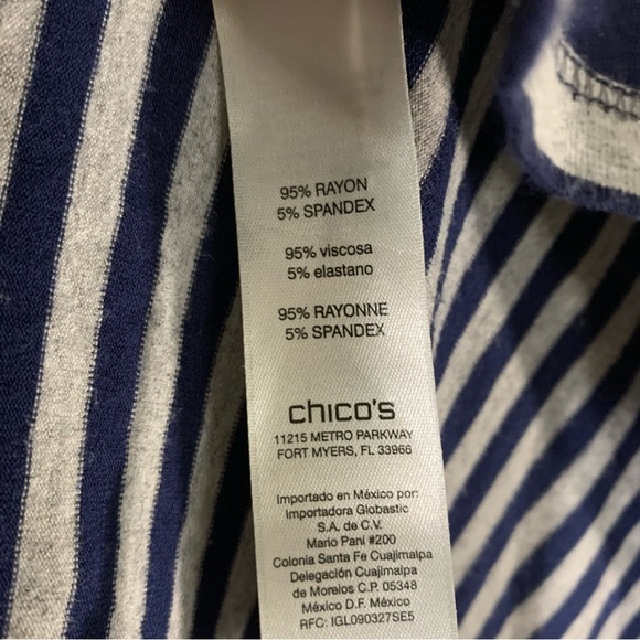 Chicos Zenergy Tunic 3/4 Sleeve Blue Stripe Knit tee 2/$35 - Picture 7 of 8